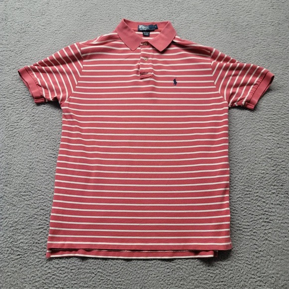 Polo Ralph Lauren Shirt Mens Large Salmon Golf‎ Outdoors Blue Pony Preppy Logo - Picture 1 of 11